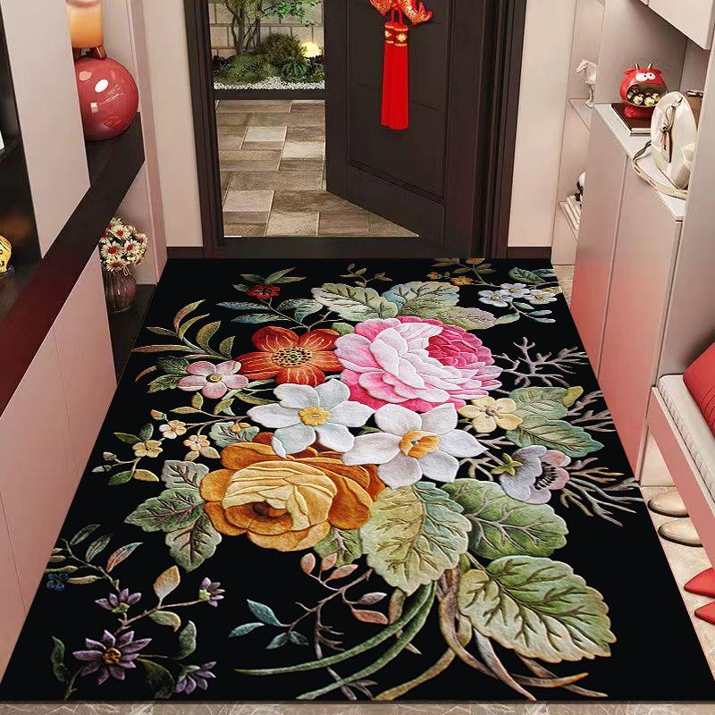 Entrance Carpet At The Foyer Dirt Resistant Crystal Velvet Carpets Absorbent Foot Mats Door Mats