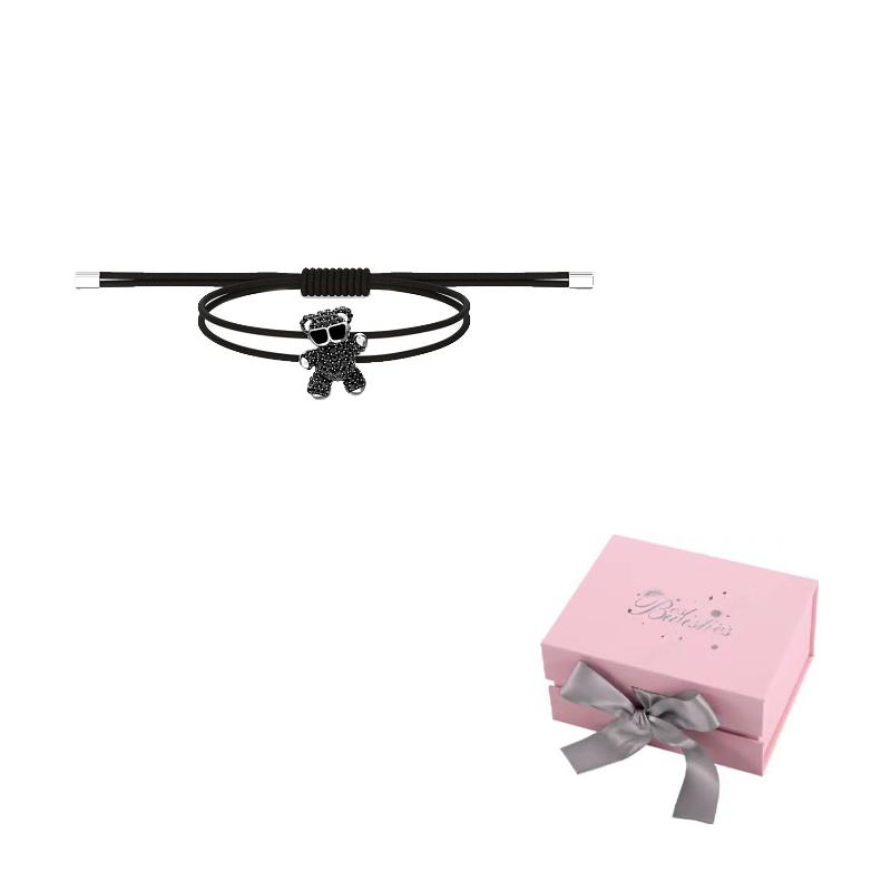 Swarovski Artificial Crystal Bracelets Womens F-Pink bow gift box чёрный