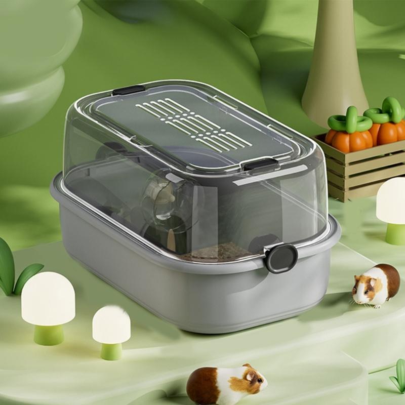 Large Space Hamsters Cage with Ventilated Lid Clear Pet Cage Indoor Resting Sleep Villa for Chinchillas Guineapigs