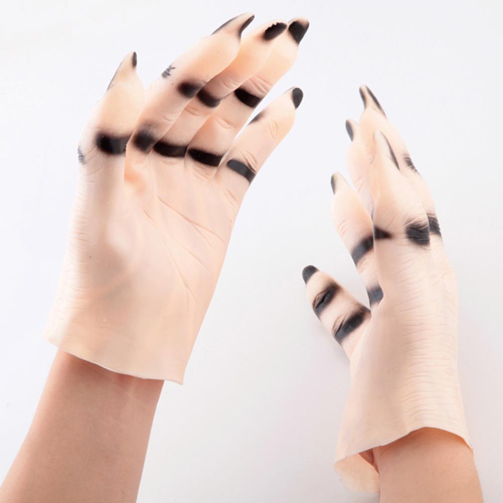 Cadılar Bayramı Maskeli Parti Vampir Korku Elleri Kostüm Balosu Cosplay Korkunç Perili Hayalet Et Rengi Taklit Eden Eller Eldivenler