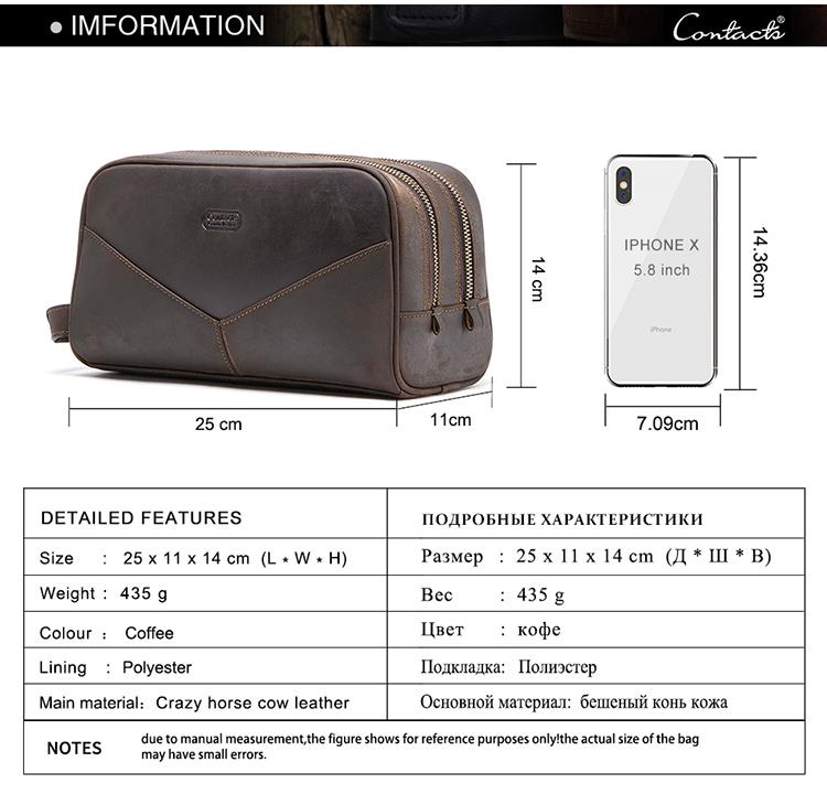 CONTACT'S Taštička na kosmetiku z pravé kůže ve vintage stylu pro muže, kosmetická taštička, cestovní taštička, pánská toaletní taštička, taštička na mytí