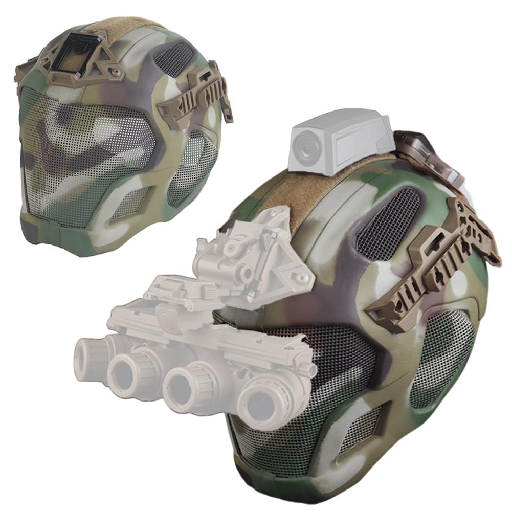 Vollschutz Taktischer Sporthelm Vollgesichts-Stahlgittermaske Airsoft Jagd Schießen Reithelm für den Außenbereich Kopfschutz