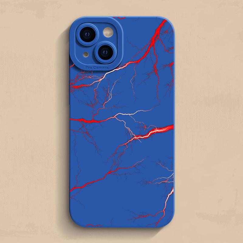 Cool Red Lightning Printed Phone Case For iPhone 16 16E 15 14 13 12 11 Pro Max 7 8 Plus X XR XS Matte Shockproof Silicone Cover