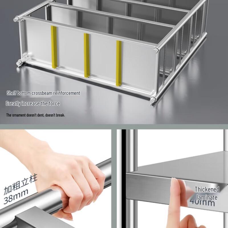 Modern Carbon Steel 3-Tier Kitchen Storage Shelf