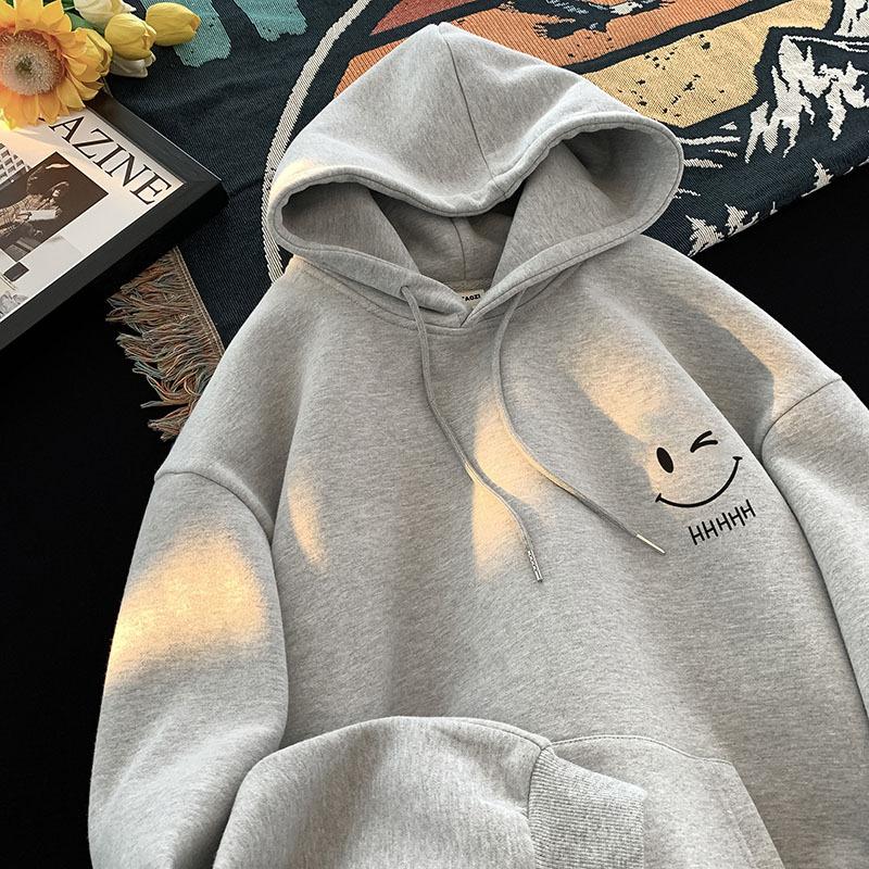 Маленький свежий свитер Мужская новая свободная и простая куртка с капюшоном на осень и зиму 5XL светло-серый 3090₽