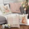 New Easter Flowers and Bunny Plaid Pillow Home Decoration Pillow Back Pillow Linen Pillow Cover