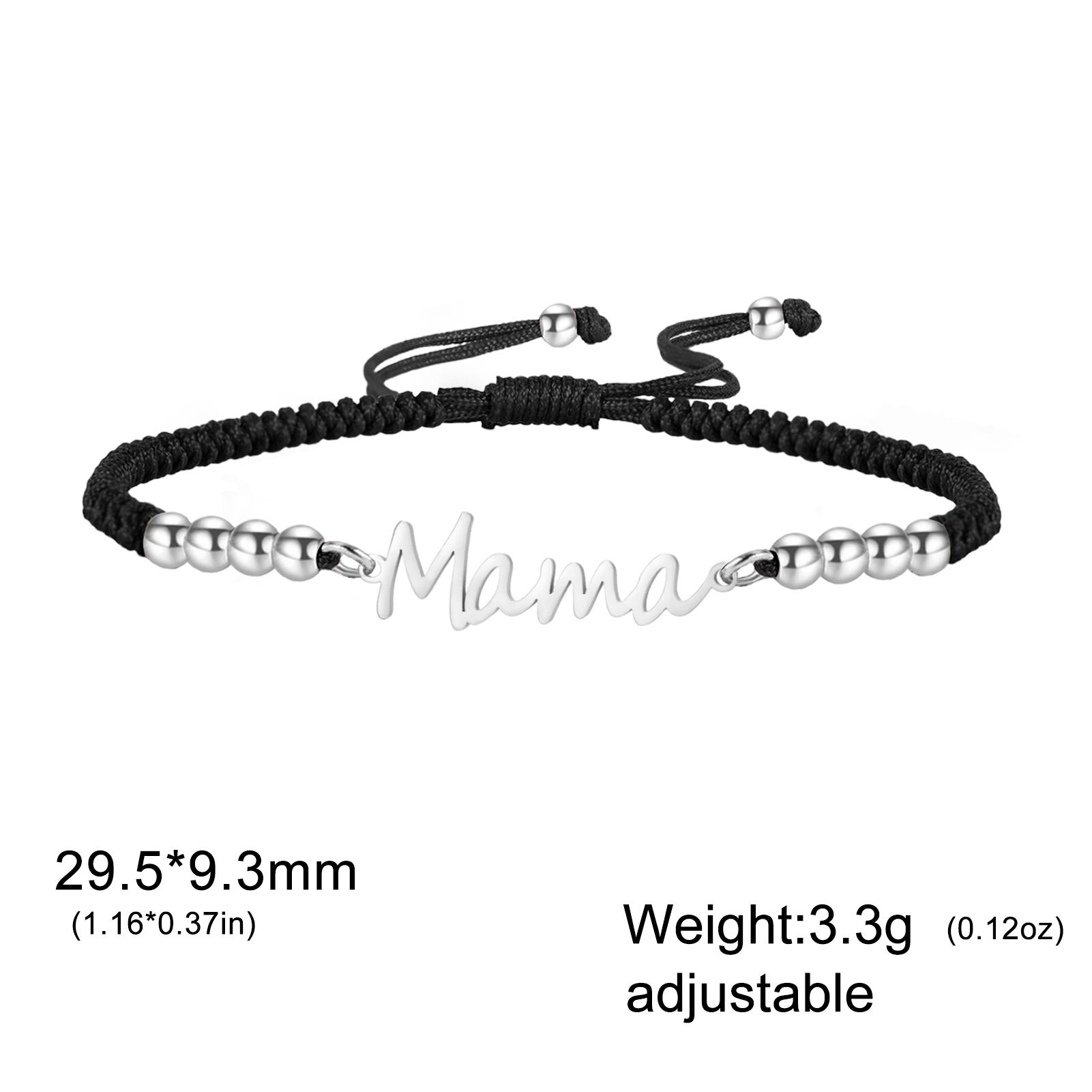 

Lemegeton Mama Bracelets Wax Rope Adjustable Bracelet on Hand Fashion Stainless Steel Jewelry for Women Mother s Day Trend Gifts