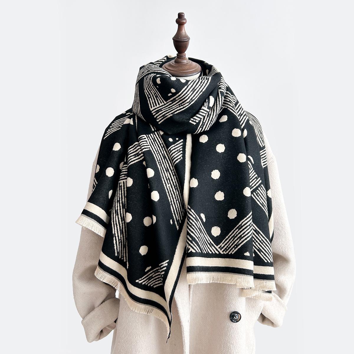 

Женский шарф двойного назначения в корейском стиле: Теплая, Толстая, Универсальная Шаль для Путешествий Осенью/Зимой 180 чёрный