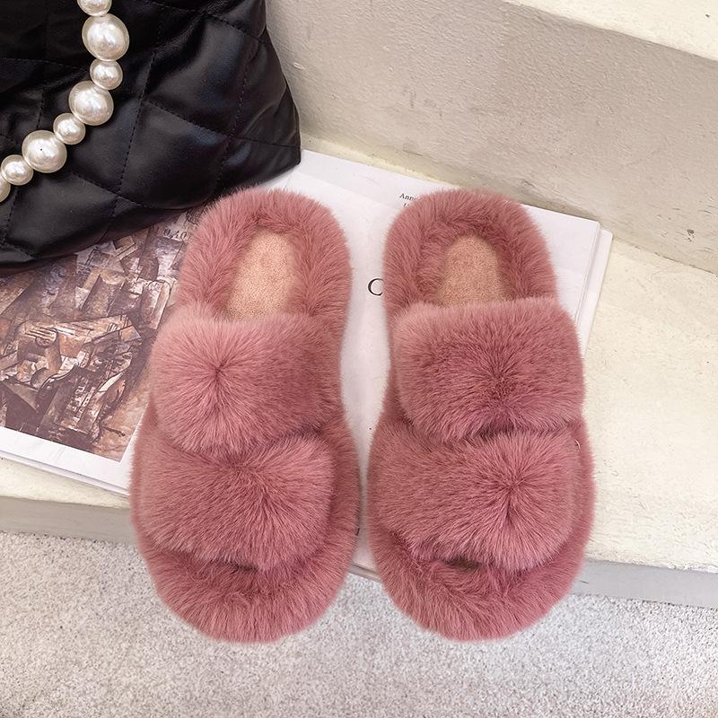 Mao Mao Hausschuhe Damen Bonbonfarbe Herbst und Winter neu Heimschuhe Doppelstreifen Zehenfrei Hausschuhe Mao Baumwolle Hausschuhe Damenschuhe