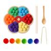 Mamimami Home Chopstick Training Rainbow Building Blocks Wooden Puzzle, Shape Matching, Ball Matching, Wooden Toy, Montessori, Chopstick Practice,