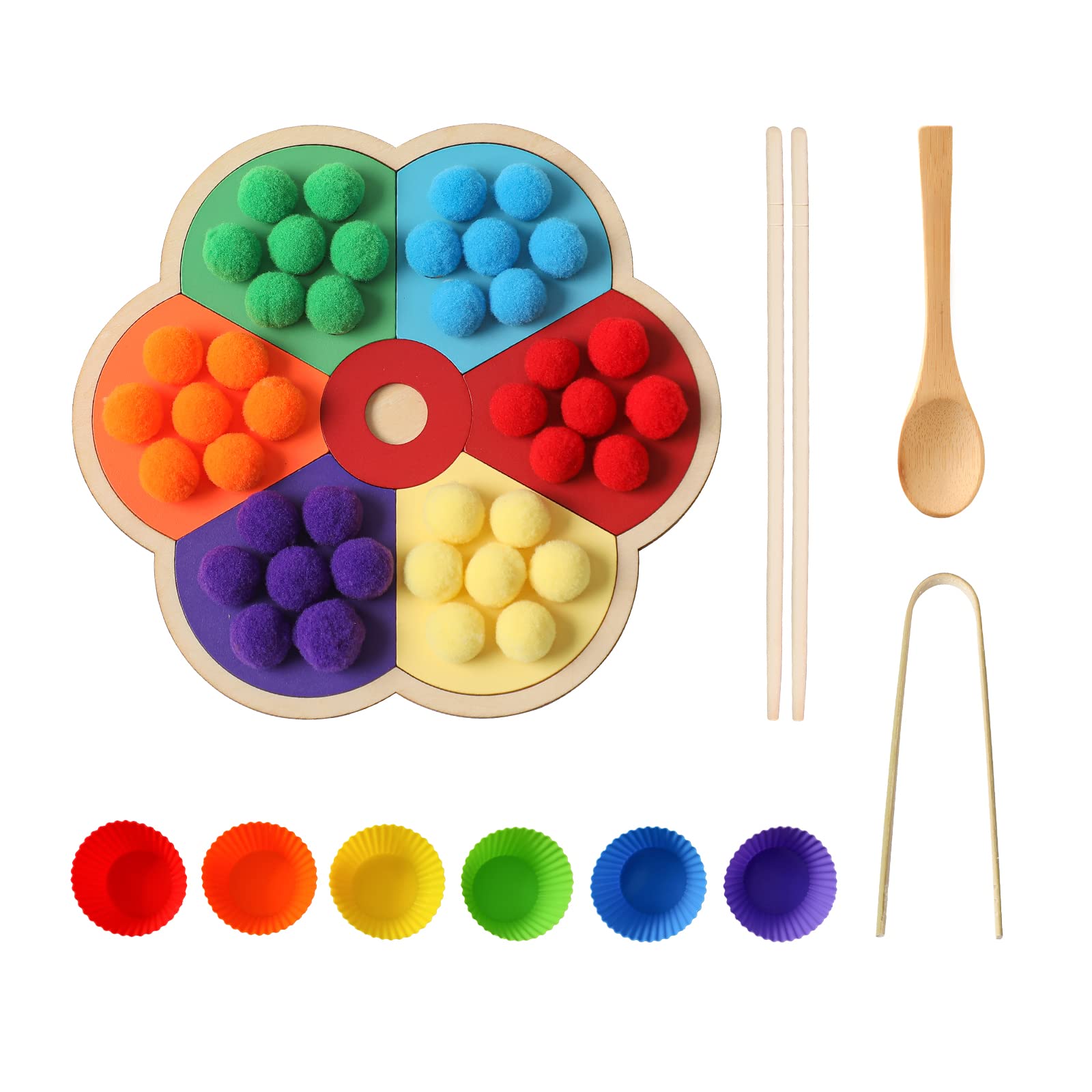 

Mamimami Home Chopstick Training Rainbow Building Blocks Wooden Puzzle, Shape Matching, Ball Matching, Wooden Toy, Montessori, Chopstick Practice,