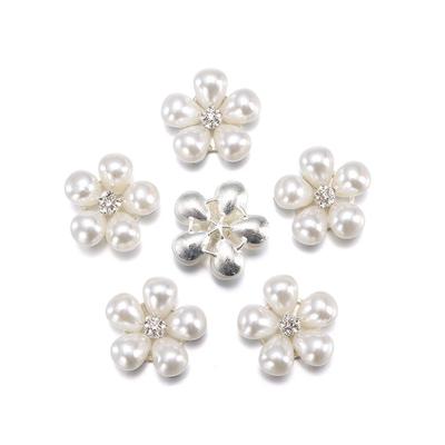 5PCS Pearl Flower Rhinestone Buttons Sparkling Crystal Headwear Accessories Hairpins Decoration Clothes Sewing Tools