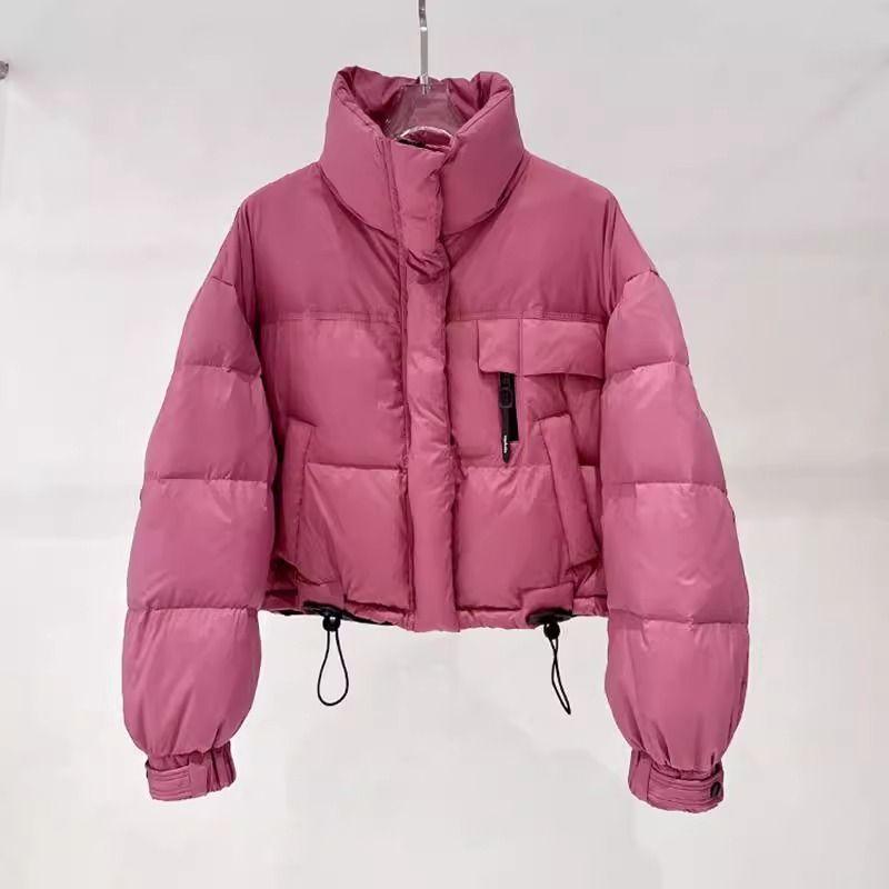 Giacca Corta da Donna Stile Coreano Collo Alto Minimalista Cappotto Invernale Ispessito Capospalla Caldo