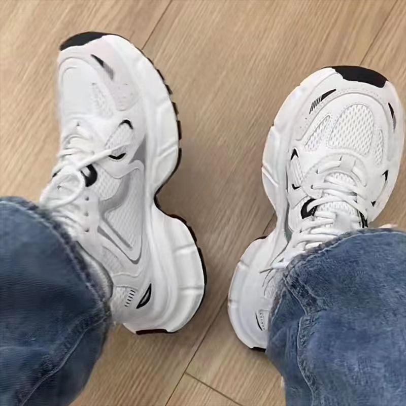 Daddy shoes women's 2025 new autumn women's shoes versatile platform white mesh shoes breathable casual sports shoes
