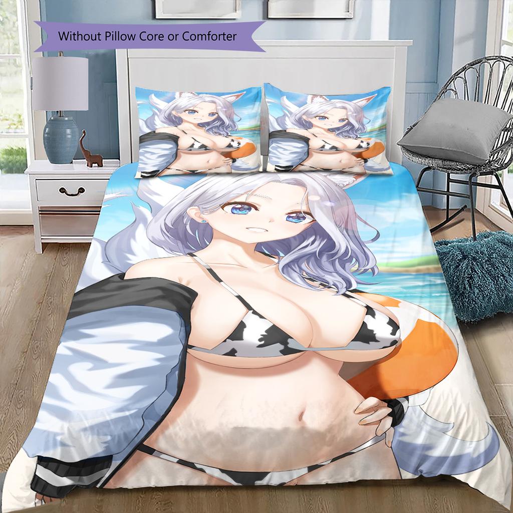 Anime-mönstrat sängkläder täcke set påslakan örngott Heminredning Födelsedagspresent (1 * påslakan + 2 * örngott, utan kärna)