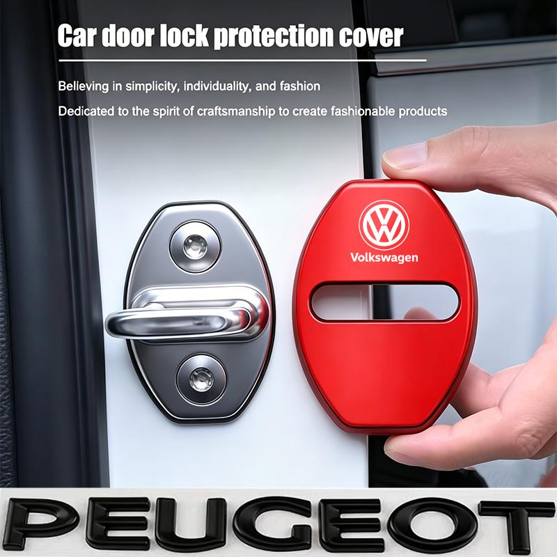 hijk1 Zinc Alloy Car Door Lock Buckle Cover Protective Covers For VW GTI Polo Golf Passat B8 CC ID.3 Arteon Tiguan Jetta T-ROC Touareg