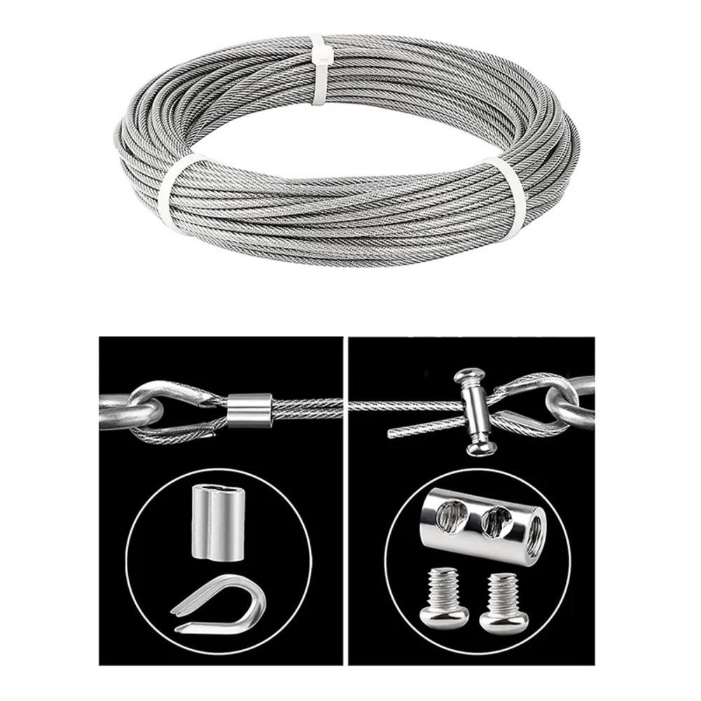 Generous Length Options Stainless Steel Wire Rope Vinyl Coated Cable Kit