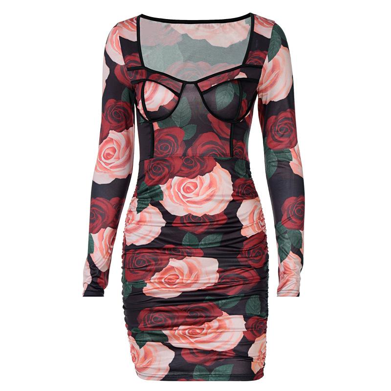 Vestido Feminino Sexy Sem Alças Estampado de Renda Feminino Elegante Sem Mangas Vestidos de Banquete Verão 2022 Floral Costas Abertas Roupas de Noite