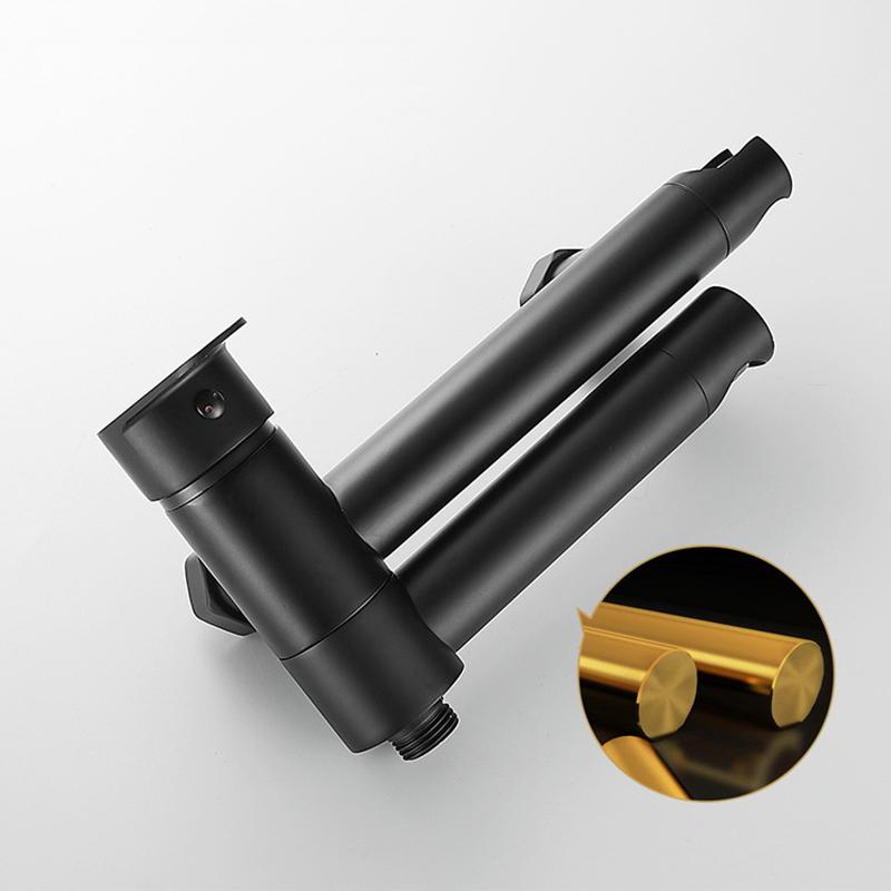 Badewannenarmaturen Modernes schwarzes Badewannen-Duschset Einzigartiges Design einer rotierenden Düsenmischbatterie zur Wandmontage für das Badezimmer