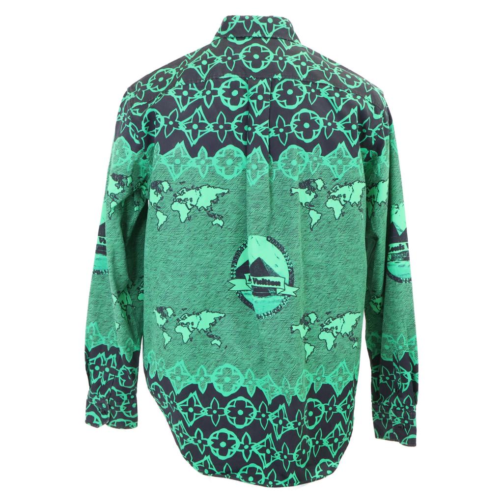 Louis Vuitton [Krajowo Autoryzowany] RM212 FS8 HLS77W LV Koszula z Długim Rękawem Oversize/ topy S Zielony x czarnyUżywany