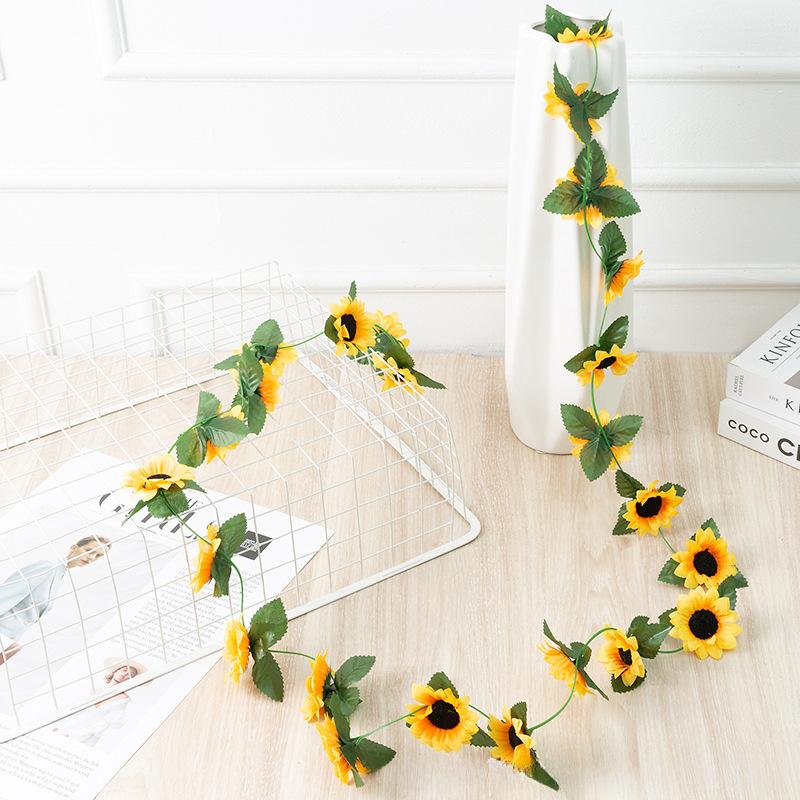 

2pcs Simulation Sunflowers Silk Fake Flowers Wedding Decorative 2.3m Sunflower Vine Balcony Garden Decoration Artificial Flower жёлтый