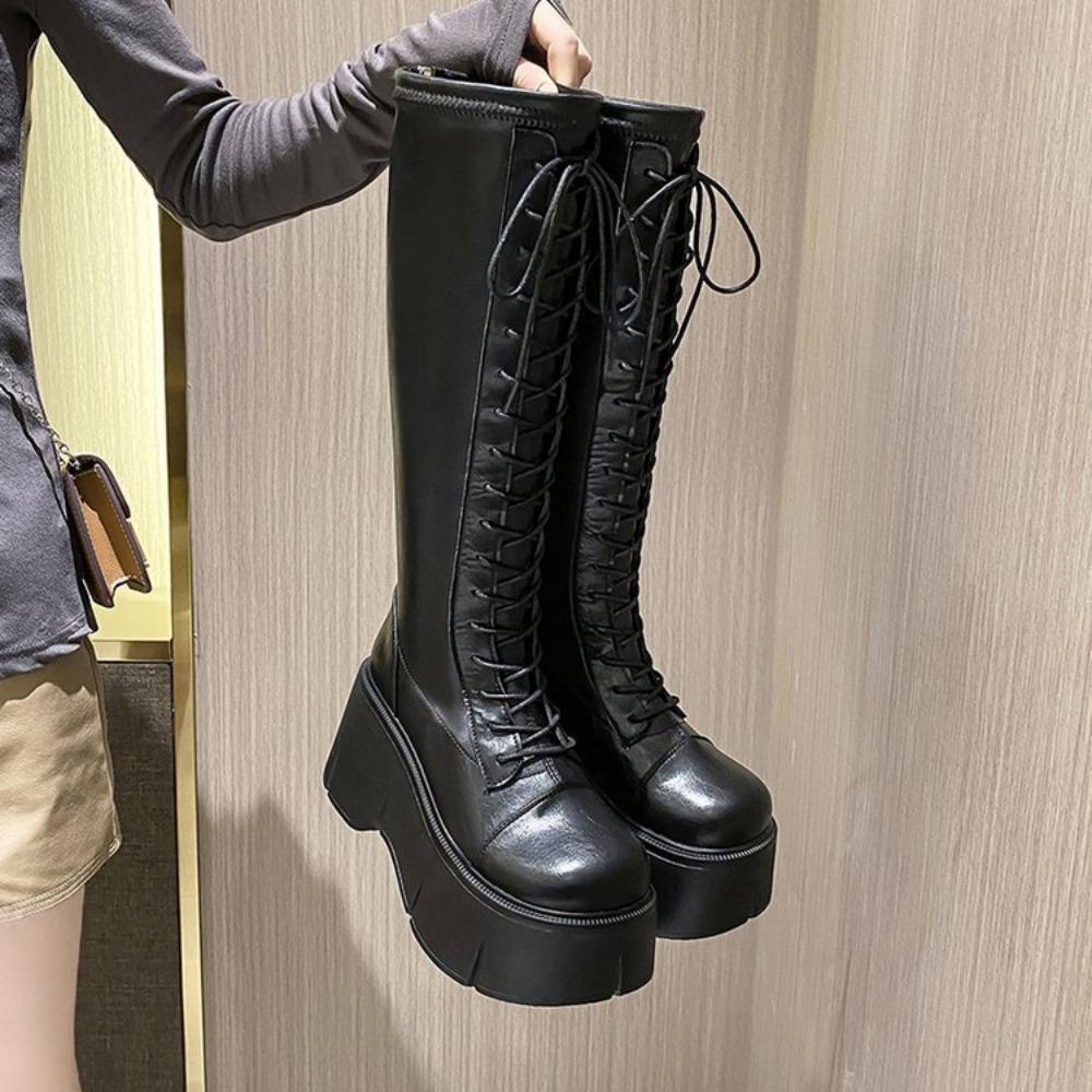 Módní kozačky do půli lýtka Dámské zimní boty Dámské kotníkové boty Měkké šněrovací Dámské Chelsea Zip Botas Mujer Platformový podpatek Dámské boty