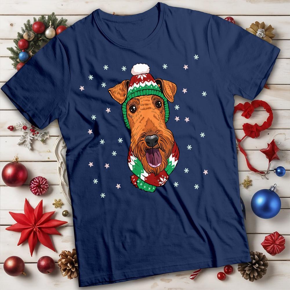 Airedale Christmas Tshirt Terrier Unisexs and Unisexs Tee MC