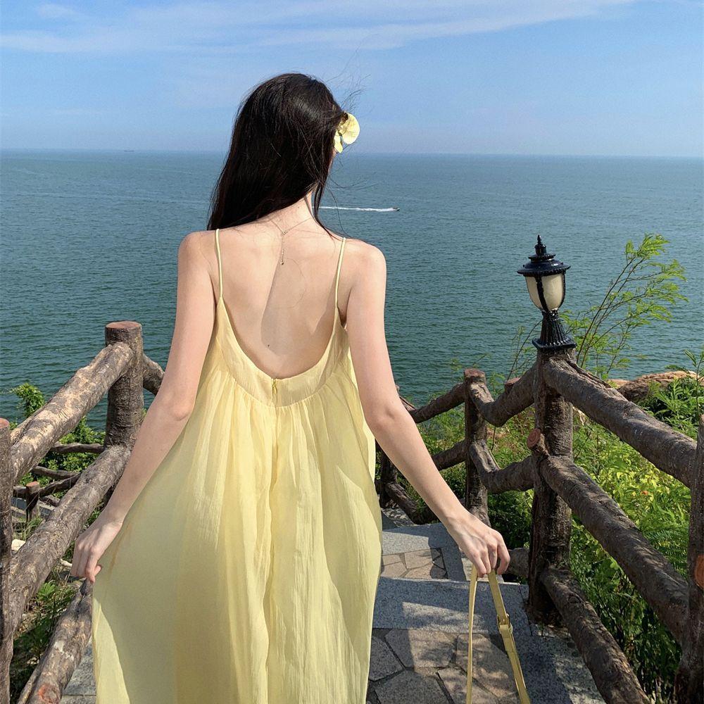 Sanya seaside travel and vacation super fairy suspender dress summer new loose and thin eye stunning beach dress