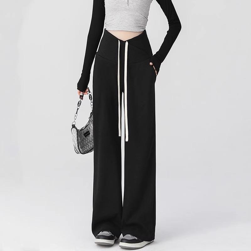 

Брюки для беременных весенне-летние тонкие верхняя одежда новые с широкими штанинами для живота весенне-осенние бархатные большого размера весенняя одежда M（90-115） чёрный