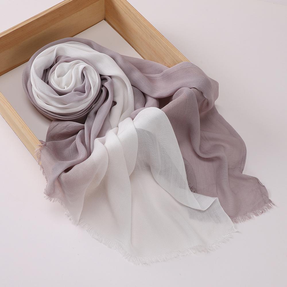 New Two Color Hijabs Gradient Scarf Muslim Shawl Wrap Islamic Women Headscarf Long Shawls Arabic Female Foulard