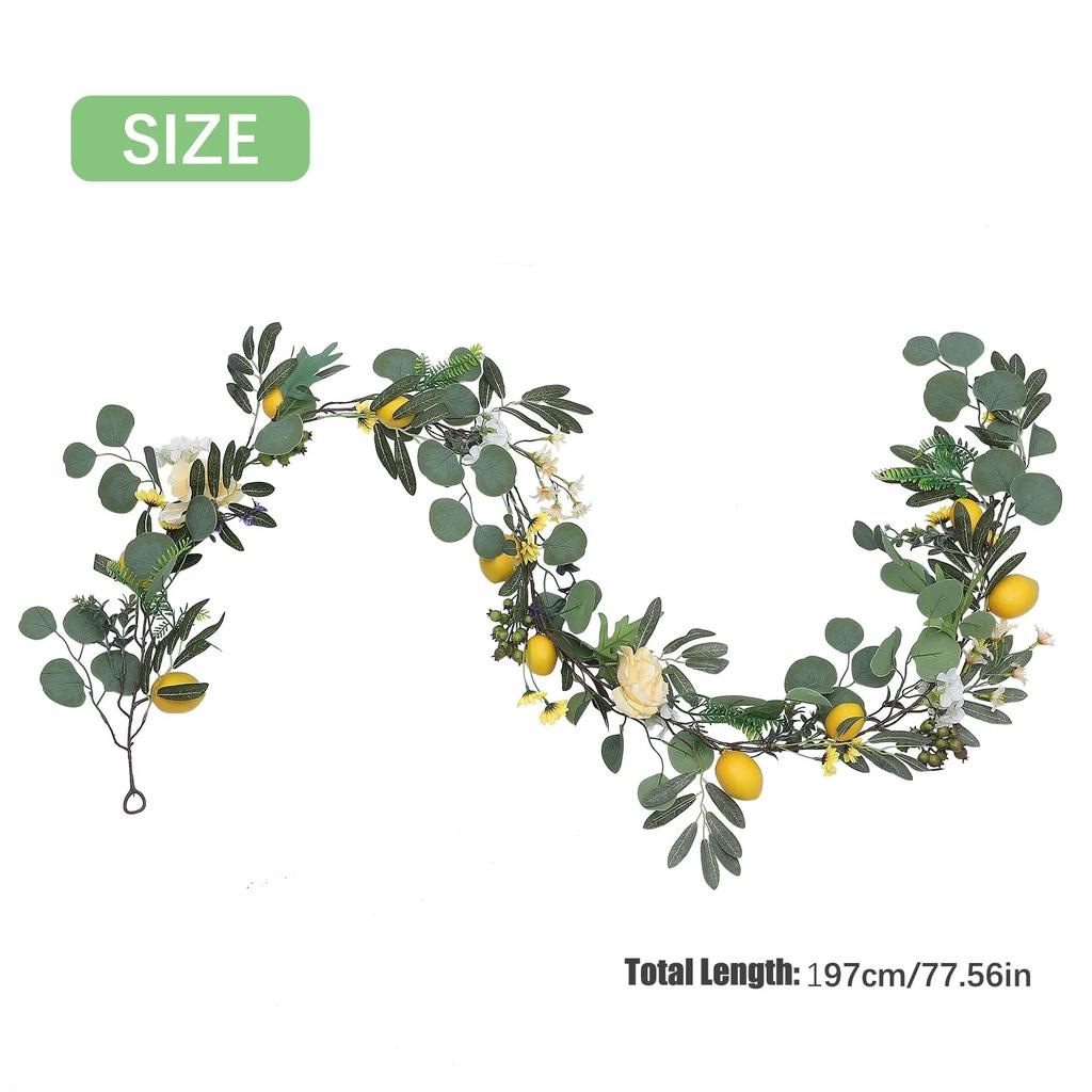 Artificial Lemon Cane Rattan Garland Airtificial 1pcs Decoration Pendant Semi-handmade Hanging Wall Door Green Imitation Plants