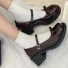 Fashion Mary Jane 2025 French High-heels New Bow Leather Shoes Round Toe British Style Women's Shoes Fashion Comfortable Buckle Pumps