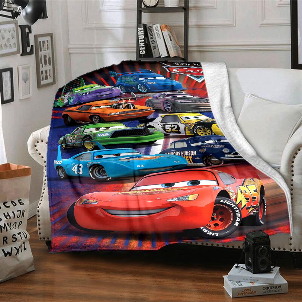 Cars Movie Characters Poster Flannel Blanket Super Soft Warm Cozy Blanket For Sofa Bed Office Travel Allseason Home Decor Gift