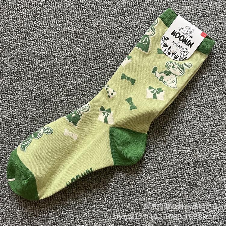 Calzini di Cotone alla Moda Moomin Cartone Animato a Metà Polpaccio - Stile Quattro Stagioni One Size (36-40)