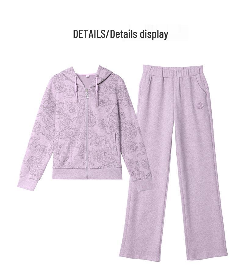Korean Style Women's Hoodie & Long Pants Set - Casual, Loose, Anti-Aging Sportswear for Spring & Autumn