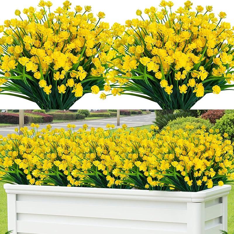 Lnoicy 20pcs Artificial Flowers for Outdoor,Plastic Flowers Decoration, UV Resistant Faux Flowers Shrubs, Artificial Plants for Indoor Outside Garden