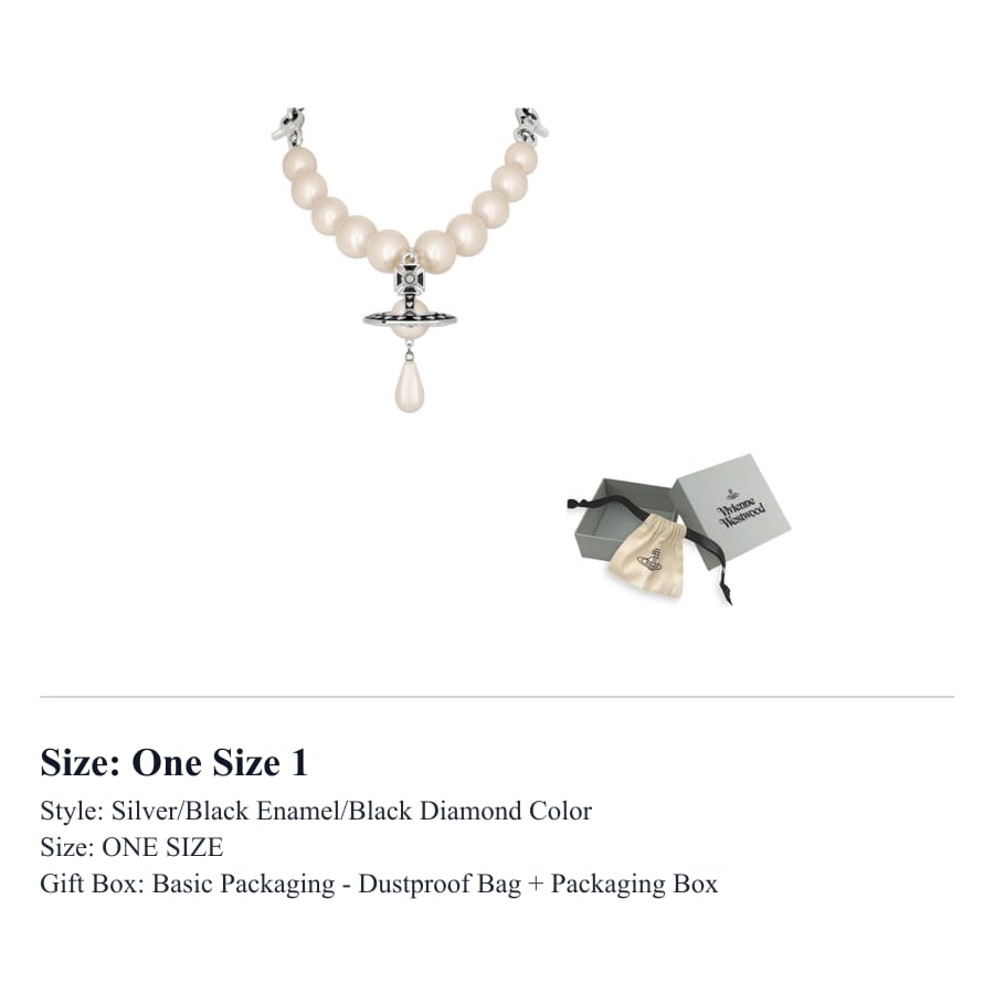 Vivienne Westwood Brass Necklaces Women's Silver/Black Enamel/Black Diamond 6301014O-02P740