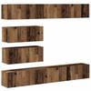 6 Piece Wall Mounted TV Cabinet Set Rustic Wood Look Engineered Wood