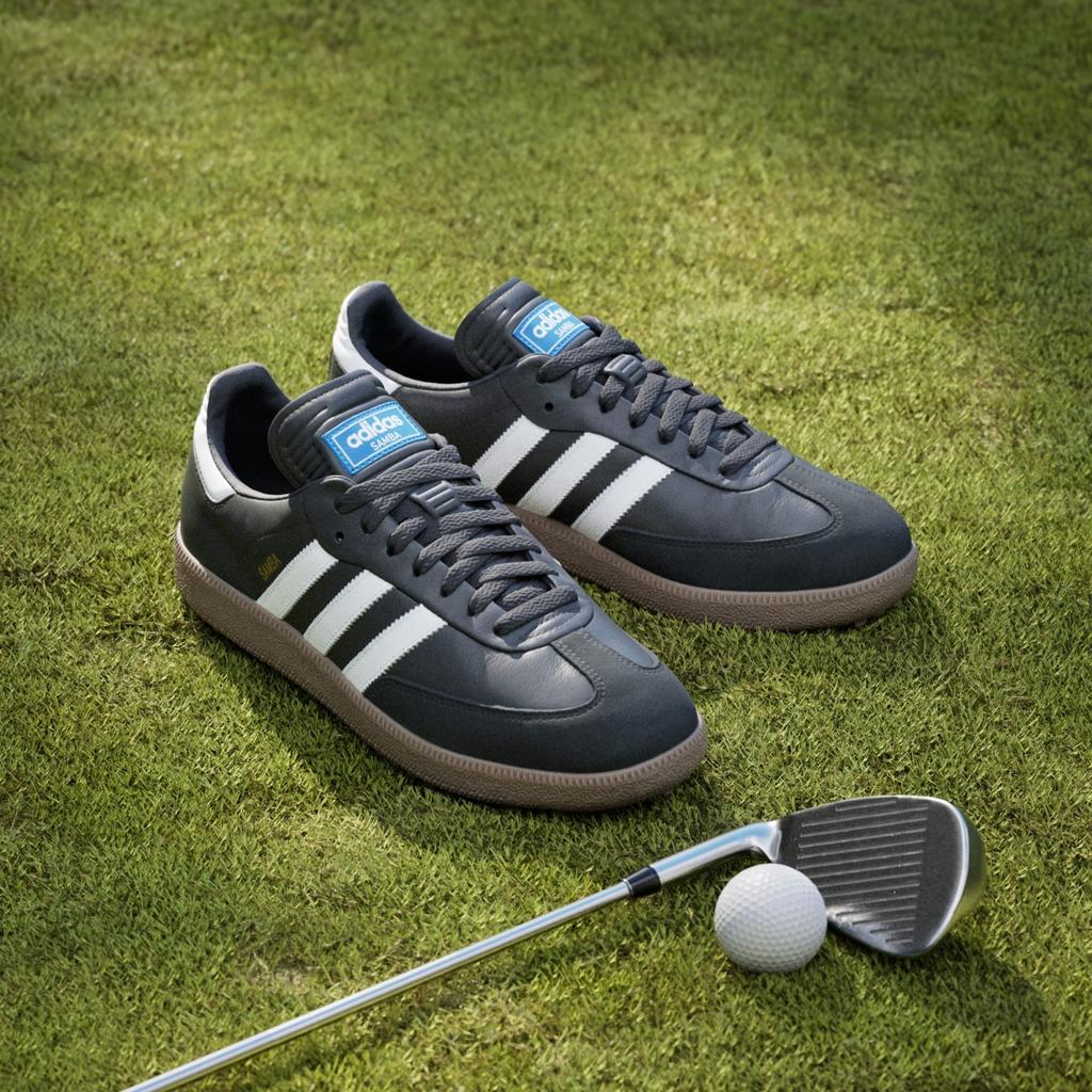 JH6150 Adidas Samba Golf Full Grain Leather Core Black Cloud White Gum (Men's)