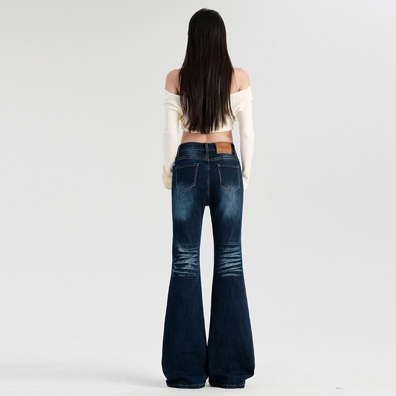 Women's High Waist Micro Flare Jeans - Dark Blue Retro Spring 2025 Edition