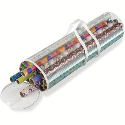 Clear Zippered Storage Roll Organizer - Multi-Purpose for Office Supplies, Wrapping Paper, 22.0x78.99 Cm, Transparent Tidy-Up Solution