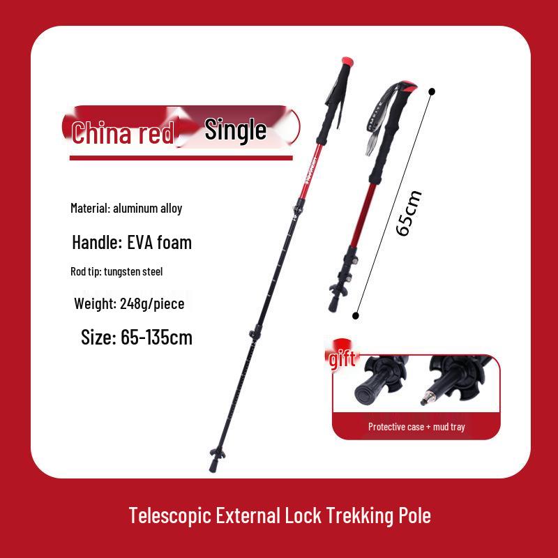 Ultra-light Telescopic Aluminum Trekking Pole - Foldable, Portable, and Perfect for Hiking and Climbing