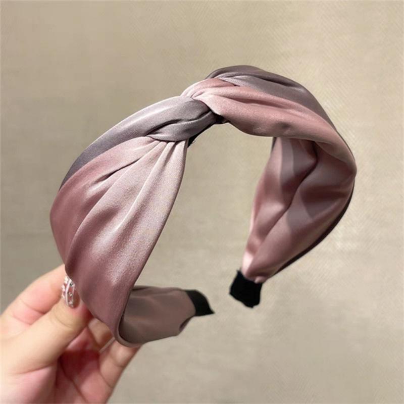 Brede Strik Hoofdband Satijnen Stof Haarband voor Vrouwen Dames Shoppen Reizen Hoofddeksels Minimalistische Vrouwelijke Haar Hoepel Accessoires