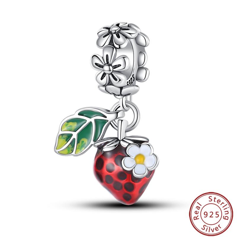 Copper Strawberry Pineapple Avocado Fruit Dessert Series Sweet Charms Beads 3Mm Diy Gift Fine Jewelry