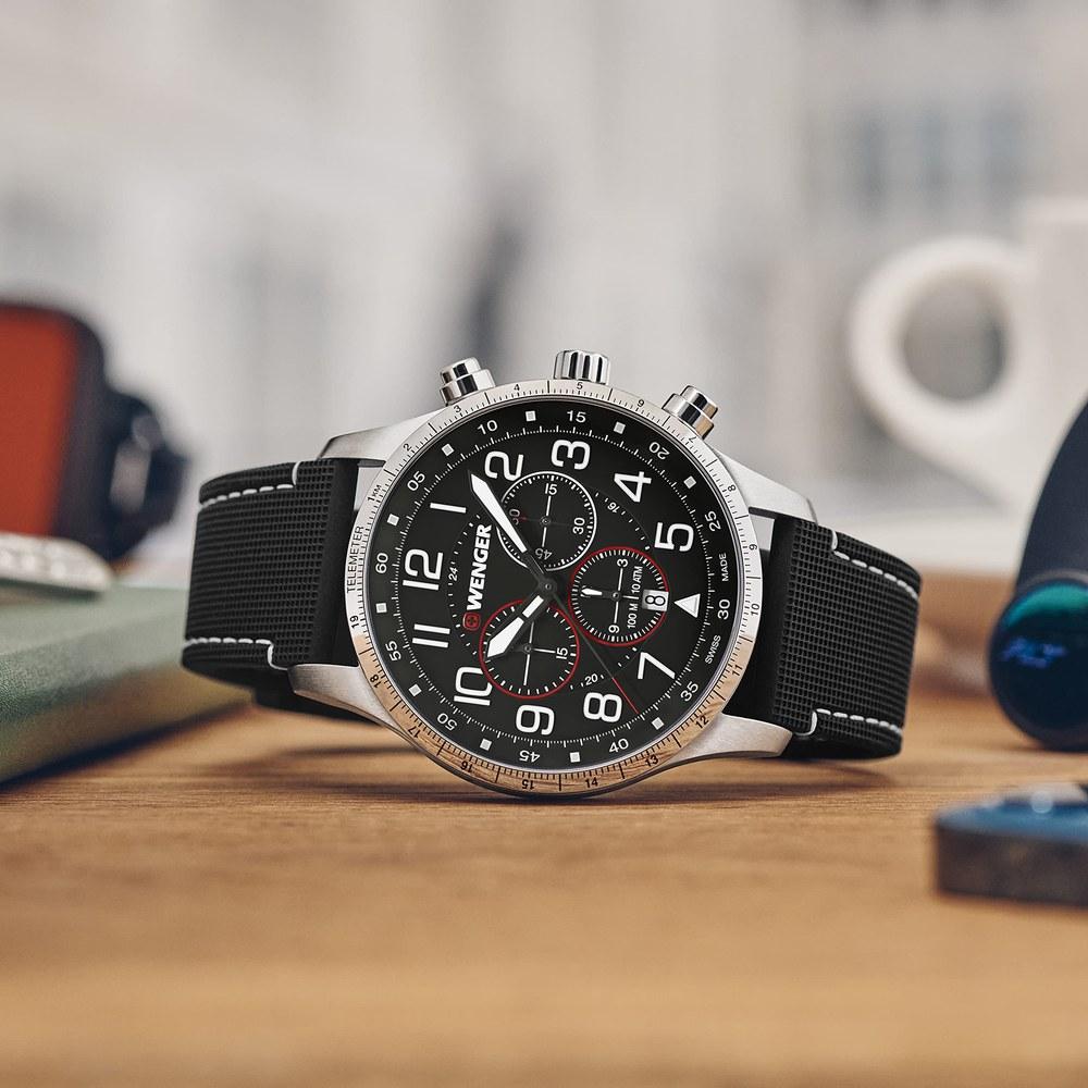 Wenger Attitude Chrono Black 01.1543.119 Watch 3-Year Warranty