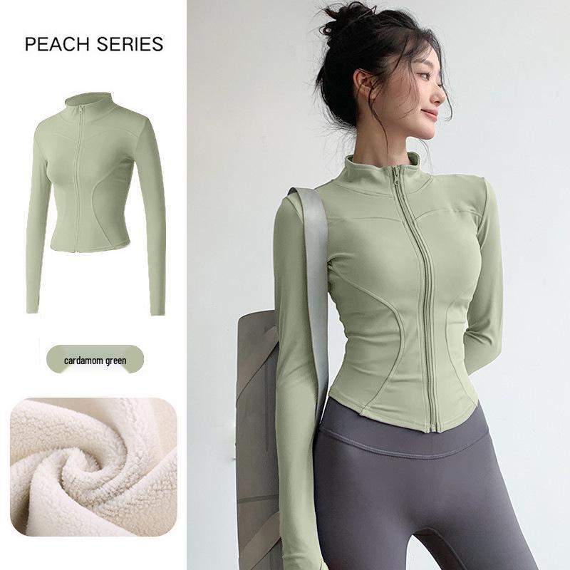 Women's Slim-Fit Fleece-Lined Running Jacket - Autumn/Winter 2025 Yoga & Fitness Long Sleeve.