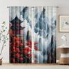 2pcs, Window Curtain 2D Print Glam Style Japanese Landscape Printed 100% Polyester (without Rod) Art Deco Festive for Living