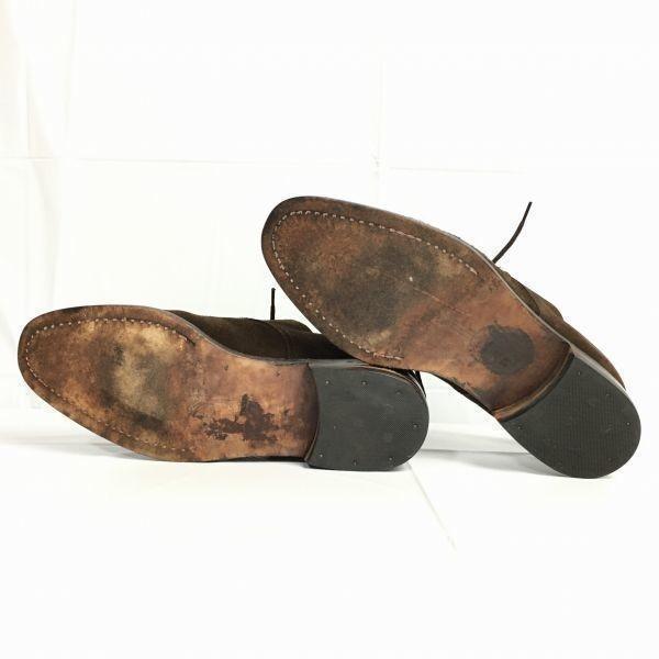 1970s-80s Vintage YANKO Suede Leather Plain Toe Shoes Brown Size 6EE 24.5 Men's(USED)
