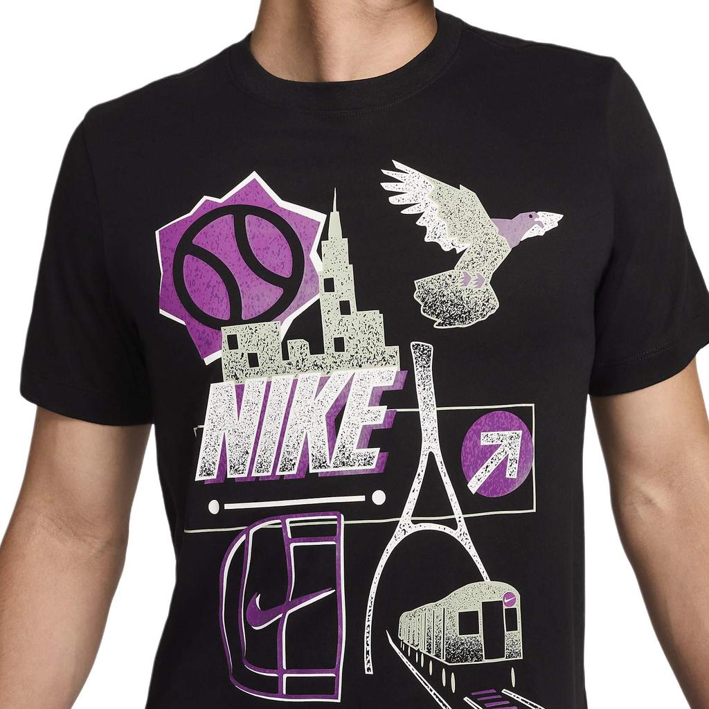 Nike T-Shirts Men's Black Crew Neck Moderate Straight Fit FZ8110-010