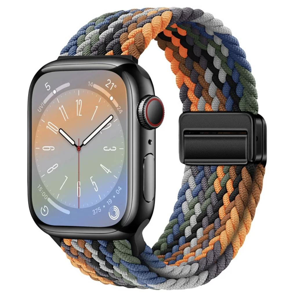 Geflochtenes Solo Loop-Armband aus Nylon für Apple Watch Band Ultra2 49 mm 9 8 7 41 mm Metall-Magnetarmband 45 mm 6 5 4 SE 44 mm verstellbarer elastischer iWatch-Gurt
